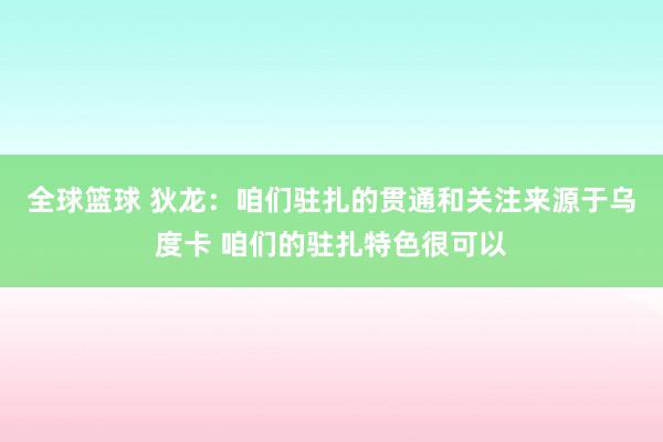 全球篮球 狄龙：咱们驻扎的贯通和关注来源于乌度卡 咱们的驻扎特色很可以