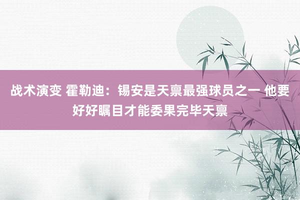 战术演变 霍勒迪：锡安是天禀最强球员之一 他要好好瞩目才能委果完毕天禀