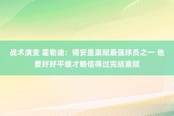 战术演变 霍勒迪：锡安是禀赋最强球员之一 他要好好平缓才略信得过完结禀赋