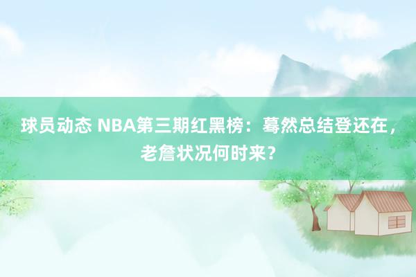 球员动态 NBA第三期红黑榜：蓦然总结登还在，老詹状况何时来？