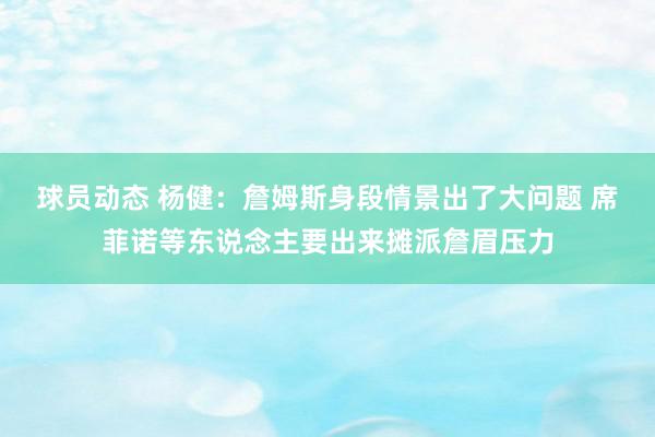 球员动态 杨健：詹姆斯身段情景出了大问题 席菲诺等东说念主要出来摊派詹眉压力