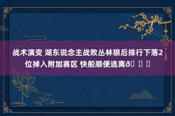 战术演变 湖东说念主战败丛林狼后排行下落2位掉入附加赛区 快船顺便逃离😋